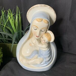 Vintage Shafford Japan Madonna and Baby Jesus / Christ Child porcelain planter
